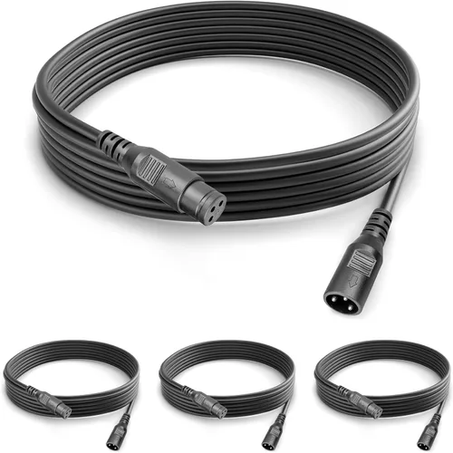 Miniatura 5 de Cable DMX 4 paquetes de cables XLR de 15 pies macho hembra DMX cables DMX DMX conector XLR de 3 pines, cable de iluminación DMX XLR para luces