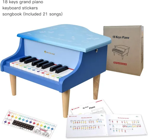 Miniatura 6 de Piano de cola de 18 teclas para niños de 3 a 7 años de edad, principiantes, niñas, niños, primer mini piano, juguete educativo instrumento musical