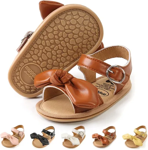 Miniatura 98 de Meckior Sandalias de verano con punta abierta y suave de piel sintética para bebés y niñas pequeñas