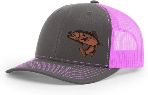 Miniatura 11 de Sombrero de pesca de trucha con parche de cuero grabado láser Richardson 112 Snapback Trucker Cap