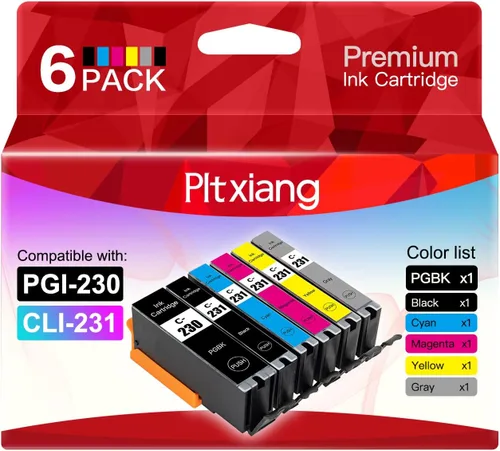 Miniatura 10 de Compatible con cartuchos de tinta Canon PGI-230 PGBK y CLI-231, repuesto para impresora Canon Pixma TS8820 (2, negro)