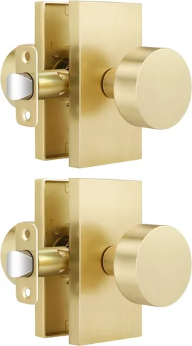 Miniatura 11 de EHOMEWARE Paquete de 2 pomos para puerta de paso para interiores, pomos de puerta negros para armario/pasillo, manija de puerta redonda sin