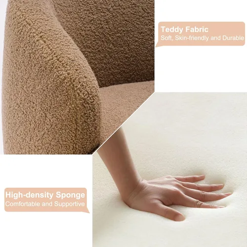 Miniatura 4 de KIVENJAJA Boucle - Silla giratoria de barril tapizada de sherpa con brazos redondos, sillón individual pequeño de 360 grados para guardería, sala