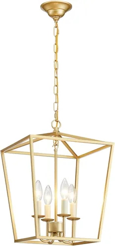 Miniatura 13 de Gold Crystal Chandelier, 4-Light Modern Chandeliers for Dining Room Light Fixture Over Table Adjustable Height Hanging Farmhouse Pendant Light for