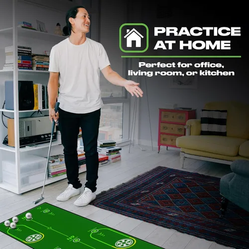 Miniatura 6 de Back 2 Basics Tapete de Putting de Golf de 10 pies - Green de Putting Interior Premium, Putting de Golf Realista para Entrenamiento - Tapete de Verde