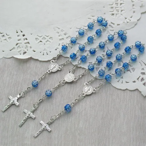 24 piezas de rosario mini rosario para bautizo niño/bautizo/primera comunión/dulce 15 / boda/recuerdos de bautizo