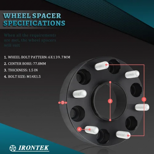 Miniatura 42 de IRONTEK Espaciadores de rueda de 2 pulgadas de 0.236 x 5.315 in para F150 (orificio de cubo de 3.429 in, pernos M14x2) 0.236x5.315 in a 0.236x5.315