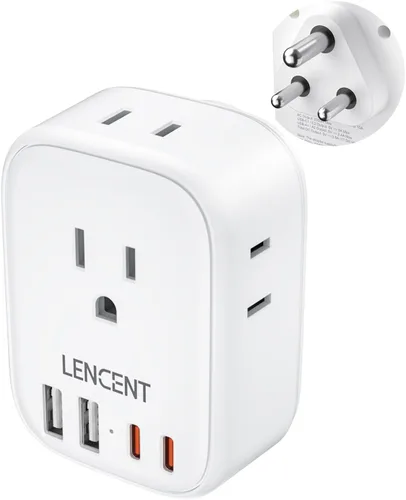 Miniatura 17 de LENCENT - Adaptador de enchufe de viaje europeo, enchufe plegable tipo C de Estados Unidos a Europa con 4 tomas, 4 puertos USB (2 USB C), adaptador