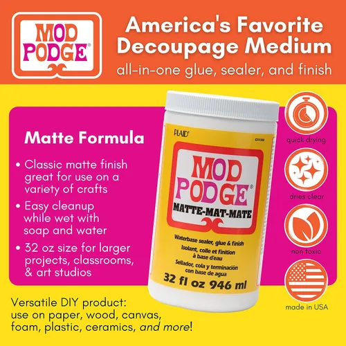 Miniatura 2 de Mod Podge – Sellador de Waterbase, pegamento y acabado (32-Ounce), cs11303 acabado mate