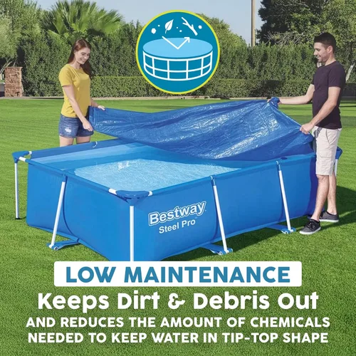 Miniatura 7 de Bestway Flowclear - Cubierta rectangular de 8 pies 6 pulgadas x 67 pulgadas para piscinas sobre el suelo, con agujeros de drenaje y cuerdas