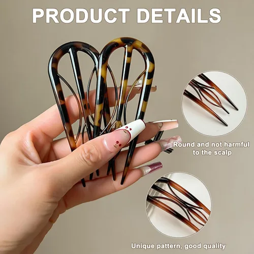 Miniatura 5 de YONOY 6 horquillas francesas para mujer, en forma de U, pinzas planas para el cabello, grandes horquillas de peinado para cabello fino y grueso, 3
