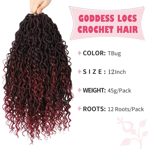 Miniatura 76 de Alicoco Goddess Locs Cabello de Ganchillo 12 Pulgadas 8 Paquetes Rastas Sintéticas de Ganchillo Para Mujeres Rastas Suaves Boho Pre-enrolladas River