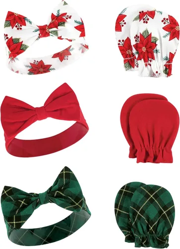 Miniatura 40 de Hudson Baby Conjunto de diadema de algodón y manoplas para rascar para bebé