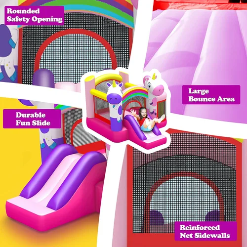 Miniatura 4 de SereneLife Castillo inflable de casa de rebote, casa de despedida de fiesta con tobogán, castillo para niños al aire libre o interior, tobogán