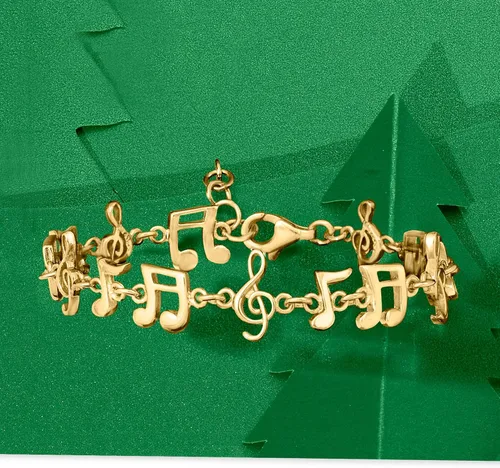 Miniatura 3 de Ross-Simons Pulsera de oro de 18 quilates sobre nota musical