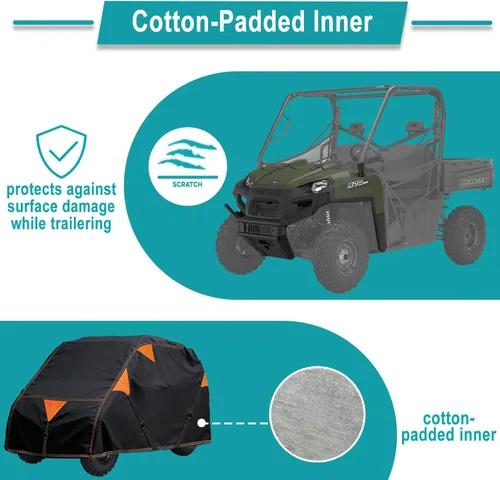 Miniatura 5 de QYMOTO 900D Cubierta UTV Transportable de 2 Plazas, Cubierta de Almacenamiento al Aire Libre Resistente al Viento para Ranger, RZR, Defender