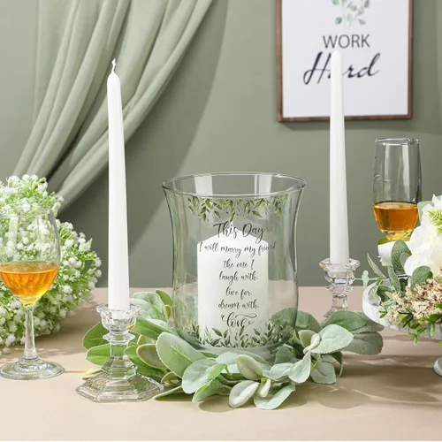 Miniatura 19 de Irenare Unity Velas con soporte para ceremonia de boda, accesorios de decoración de boda, portavelas de cristal, vela para eventos formales, iglesia