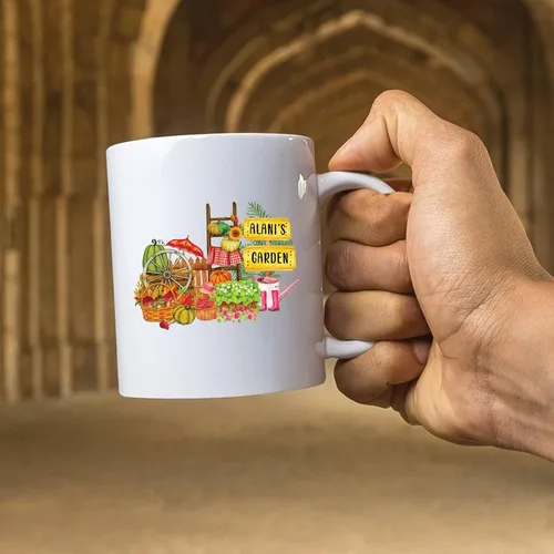 Miniatura 3 de Taza de cerámica de jardinero – Regalo de jardín vegetal personalizado con nombre del propietario del jardín – Taza de café de plantas para amantes