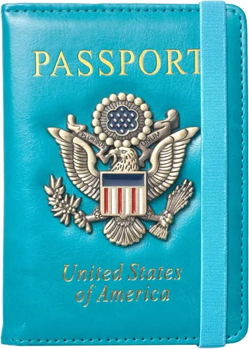 Miniatura 9 de Coowayze Funda para pasaporte para mujeres y hombres, funda de cuero para pasaporte estadounidense con ranura para tarjeta de vacunación