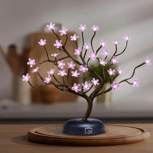 Miniatura 8 de Lámpara Lightshare con forma de bonsái de cerezo en flor con 36 luces LED, de 16 pulgadas, para decoración del hogar, a batería Blanco cálido