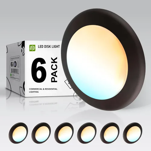 Miniatura 31 de ASD Paquete de 12 luces LED de disco de 6 pulgadas, 15 W 5000 K luz diurna 1300 LM CRI90+, luminaria empotrable regulable de techo, montaje en Blanco