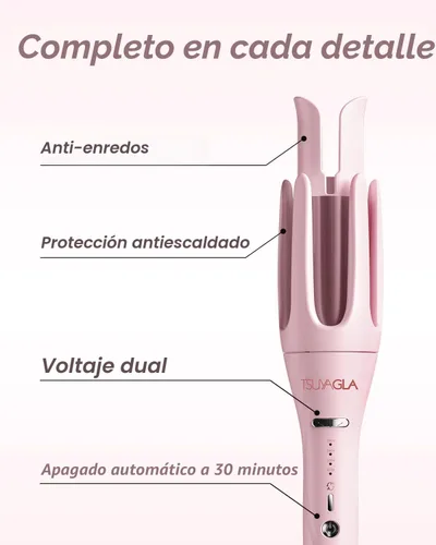 Miniatura 7 de Rizador de pelo automático 3 en 1, rizador de pelo con 3 barriles (1" - 1.25" - 1.5"), rizador giratorio con 3 temperaturas, rotación de 2 vías, Rosa
