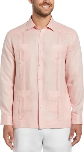 Miniatura 10 de Cubavera Camisa Guayabera de manga larga con cuatro bolsillos para hombre, 100 % de lino, detalle de pinzas, ajuste relajado