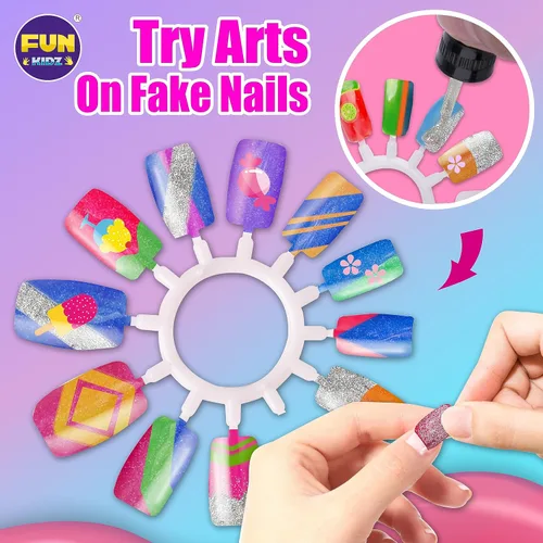 Miniatura 4 de FunKidz - Kit de arte de uñas para niñas, tamaño 17.91 pulgadas de ancho x 12.4 pulgadas de largo con esmalte de uñas pelable, secador de uñas