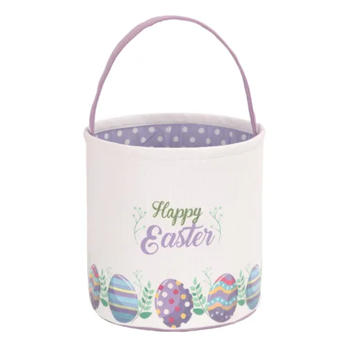 Miniatura 16 de LessMo - Canasta de conejito para huevos de Pascua, color púrpura, bonita, personalizable, de lona y algodón, canasta para búsqueda de huevos