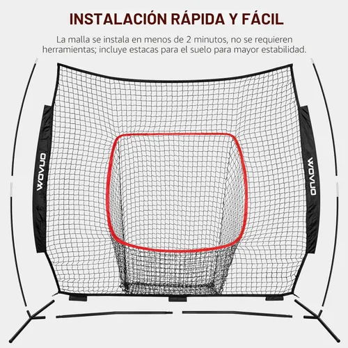 Miniatura 4 de Red de 7x7 pies de béisbol para bateo, lanzamiento y golpeo, red de sóftbol con zona de golpeo, base, carro de pelotas, equipo de entrenamiento