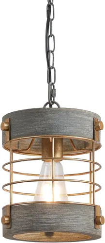 Miniatura 9 de Lámpara colgante de granja, lámpara de araña ajustable de metal y madera, iluminación colgante rústica para isla de cocina, dormitorio, comedor