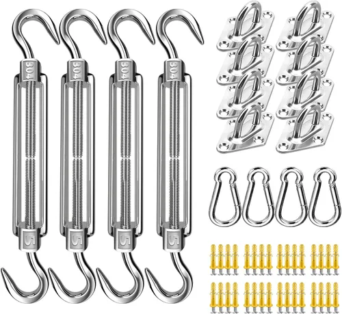 Miniatura 13 de Kit de accesorios para toldo, 5 pulgadas, súper resistente, acero inoxidable 304 de grado marino, kit de accesorios para instalación de velas