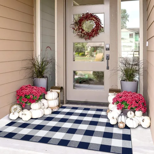 Miniatura 71 de IOHOUZE Alfombra Rayada Gris y Blanca - 27.5" X 43" Tapetes para Puerta Delantera al Aire Libre, Alfombra Lavable para Decoración de Porche