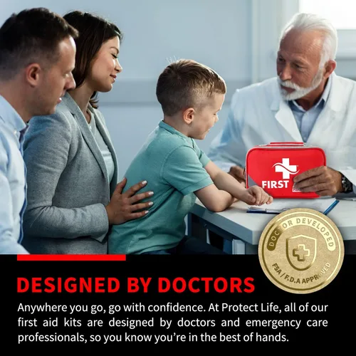 Miniatura 2 de Protect Life Kit de primeros auxilios para el hogar y la empresa, 250 piezas - Kit médico de emergencia para acampar y senderismo