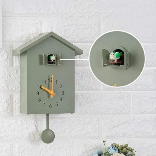 Miniatura 5 de Reloj de cuco moderno, diseño inspirado en canción de pájaros, reloj de pared para sala de estar, dormitorio de niños, cocina, oficina, decoración