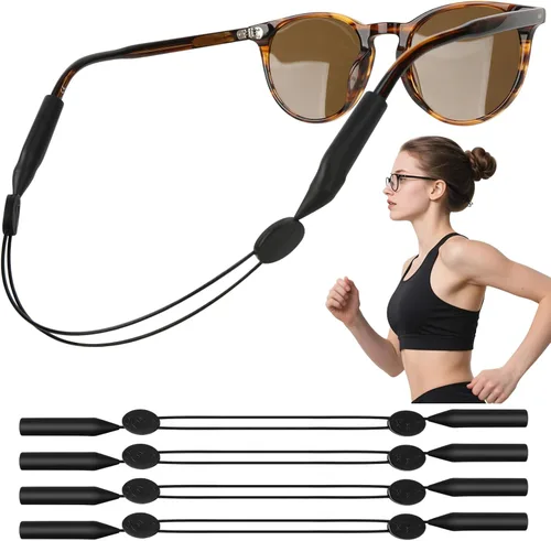 Paquete de 4 correas ajustables antideslizantes para lentes de sol sin cola, retenedores de lentes de sol deportivos para correr, fitness, color