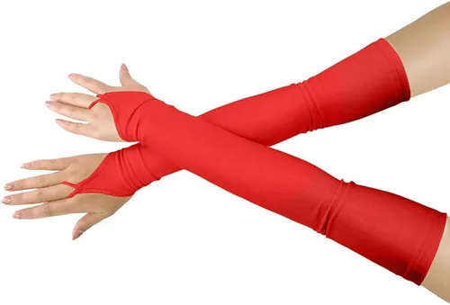 Miniatura 28 de Shinningstar Guantes largos de elastano elástico sin dedos sobre el codo para niñas y niños adultos