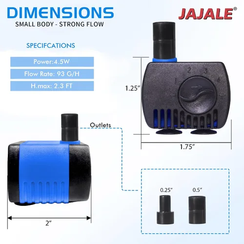 Miniatura 2 de Bomba de agua sumergible de 80 GPH - Acuarios, fuentes, hidroponía y bomba de estanque, elevación de 2.25 pies, 4.5 W Azul; 1 paquete
