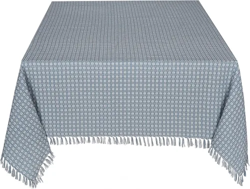 Miniatura 7 de Mantel de mesa, amarillo/blanco con flecos tejidos, 100% algodón, tamaño 52x70 pulgadas, adecuado para cenas formales, comidas diarias y ocasiones