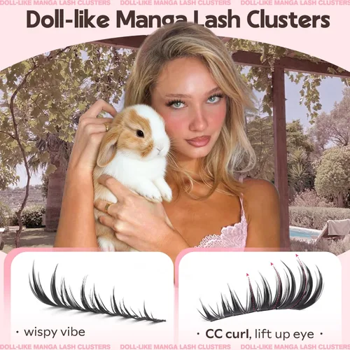 Miniatura 6 de Goddvenus BUNNY - Kit de racimos de pestañas de manga natural, extensiones de pestañas en racimo de hadas, extensiones de pestañas individuales, kit
