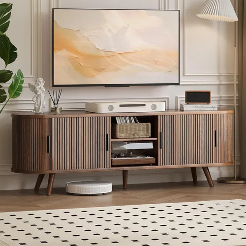 Miniatura 10 de OtterOasis Soporte de TV acanalado de 62 pulgadas, soporte de TV moderno de mediados de siglo para televisores de hasta 70 pulgadas, centro