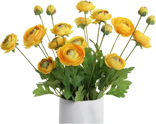 Miniatura 8 de Flores artificiales de seda, ranúnculo, flores falsas, 5 unidades, adecuadas para decoración de núcleos, creación floral de boda, arreglo floral