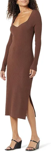 The Drop Vestido tipo suéter con escote corazón acanalado Cameron para mujer