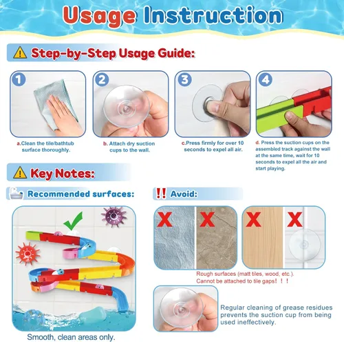 Miniatura 7 de Fajiabao Juguetes de baño para niños de 4 a 8 años, 3 a 5 años, juguetes educativos de baño con spinner y canicas, juego de tobogán de agua