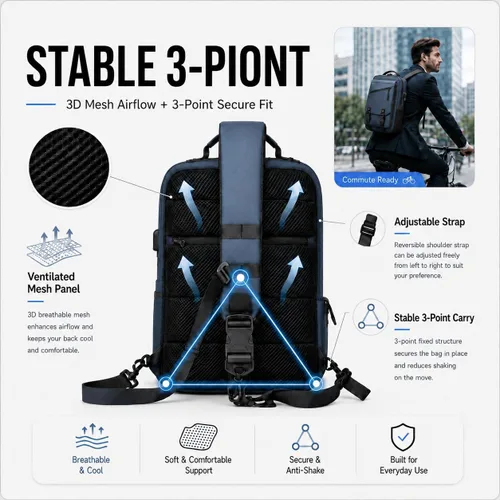 Miniatura 9 de Bolsa tipo mensajero de lona tipo bandolera para computadora portátil, casual, viajes, para hombres y mujeres