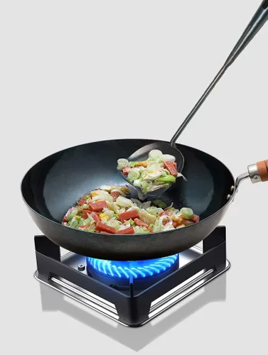 Miniatura 8 de ZhenSanHuan juego de utensilios de wok de hierro hechos a mano tradicionales chinos, espátula y cucharón de wok largo (juego de cucharón y espátula)