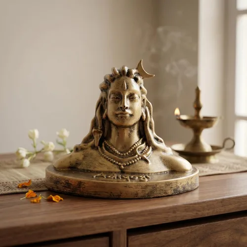 Miniatura 8 de Vedic Charya - Estatua de Adiyogi Shiva de 4.5 pulgadas - Ídolo de resina hecho a mano de Mahadev Dhyana Mudra para tablero del coche, escritorio