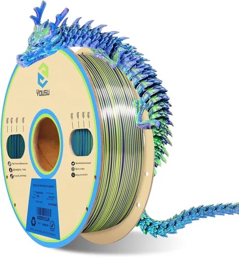 Miniatura 30 de Yousu Seda de Doble Color Filamento PLA para 3D Impresora Filamento Coextrusión PLA Multicolor Filamento PLA 1.75mm (± 0.03 mm) Compatible