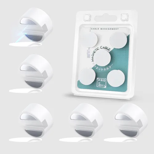 Miniatura 9 de Maveek Soporte magnético para cables, 5 unidades, clips de cable fuertes, placa de metal, organizadores de alambre adhesivo para mesita de noche