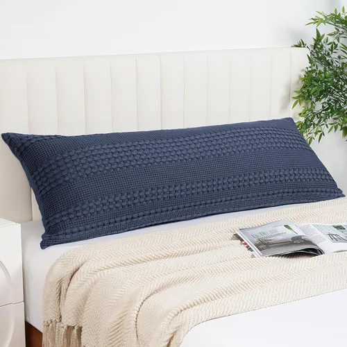 Miniatura 91 de PHF Fundas de almohada con tejido de gofre de 24" x 24", paquete de 2, funda de almohada cuadrada 100% algodón para decoración de ropa de cama, sin
